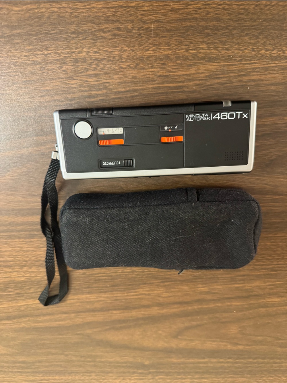 Vintage Minolta Pocket Autopak 460TX 110 Film Camera Telephoto Flash Japan Case